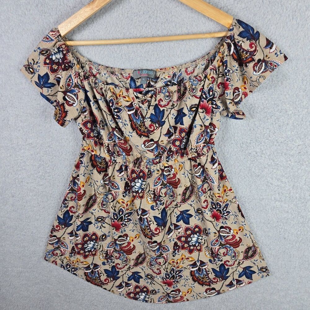 Love Delirious Maternity Top Womens XL Floral Boho Off Shoulder Babydoll Blouse
